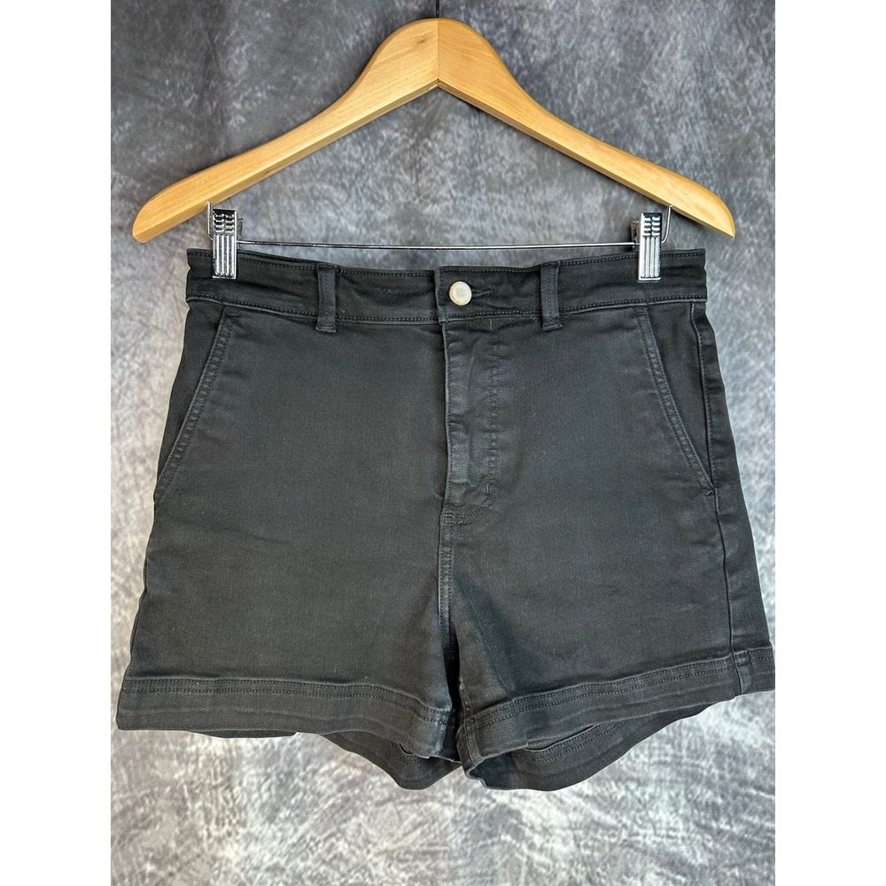 Everlane Cotton Twill Shorts Womens 8 Black High Rise Utility Minimalist Casual